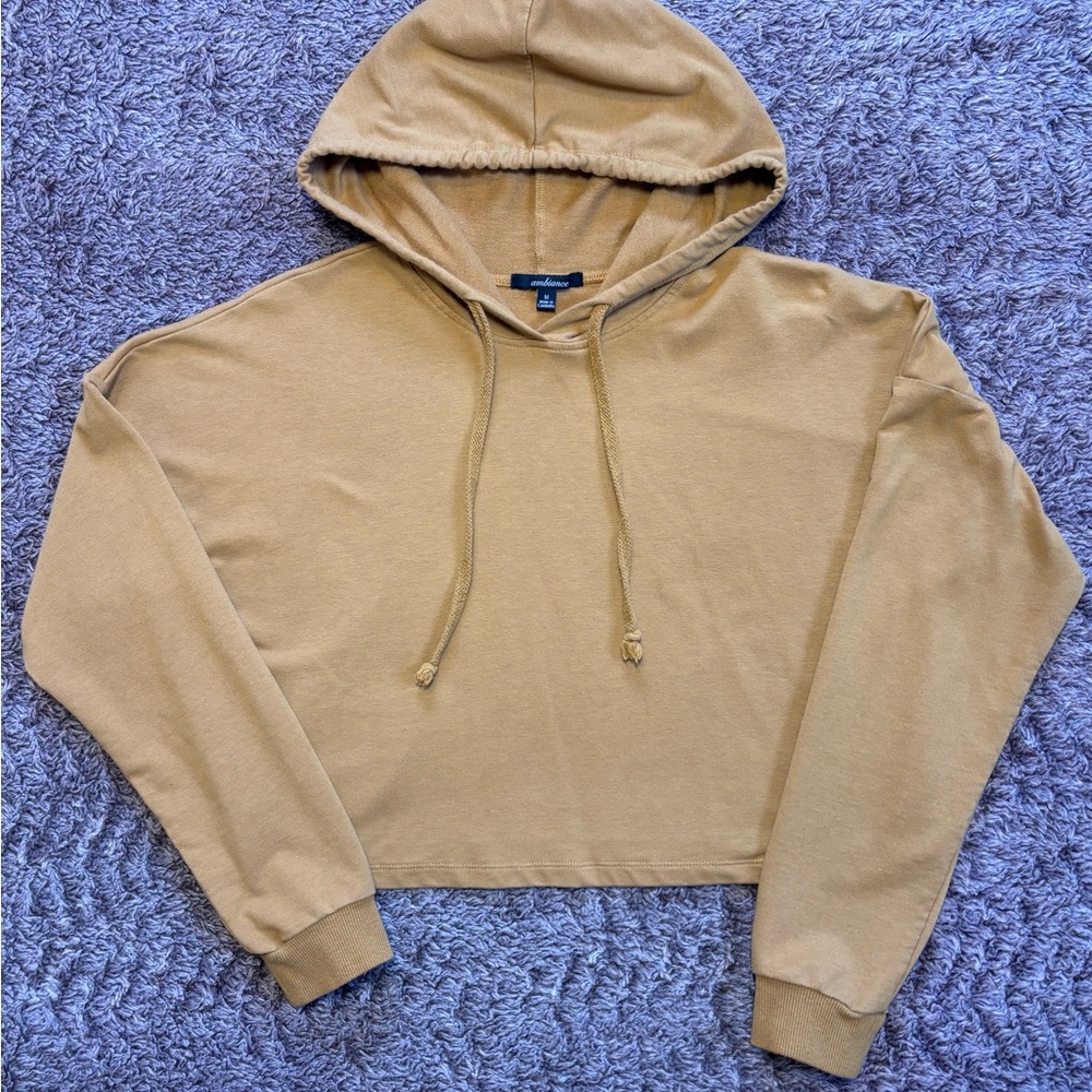Ambiance Tan Cropped Sweater with Hood
